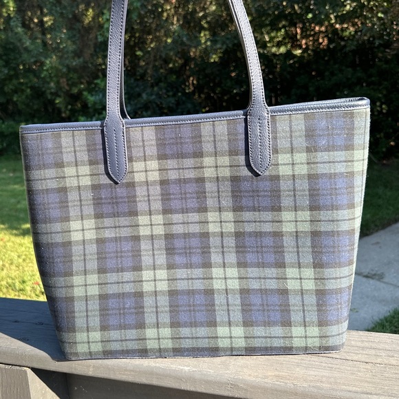 Talbots Blue and Green Plaid Tote - Picture 1 of 9